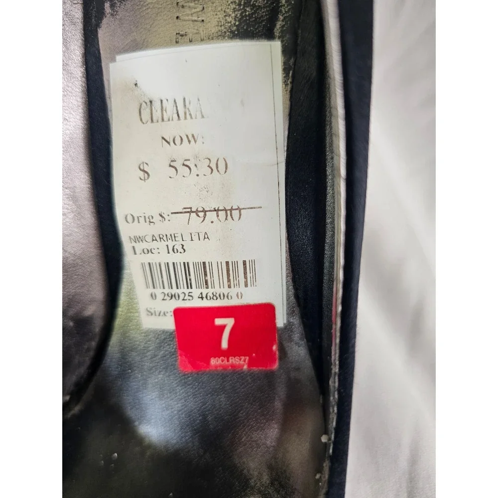 Nine West Metal Bow Black Satin Pumps Size 7
